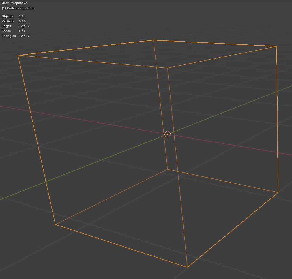 This cube has only 12 triangles and would look identical. Squares are turned to triangles because modern hardware is optimised for triangles.