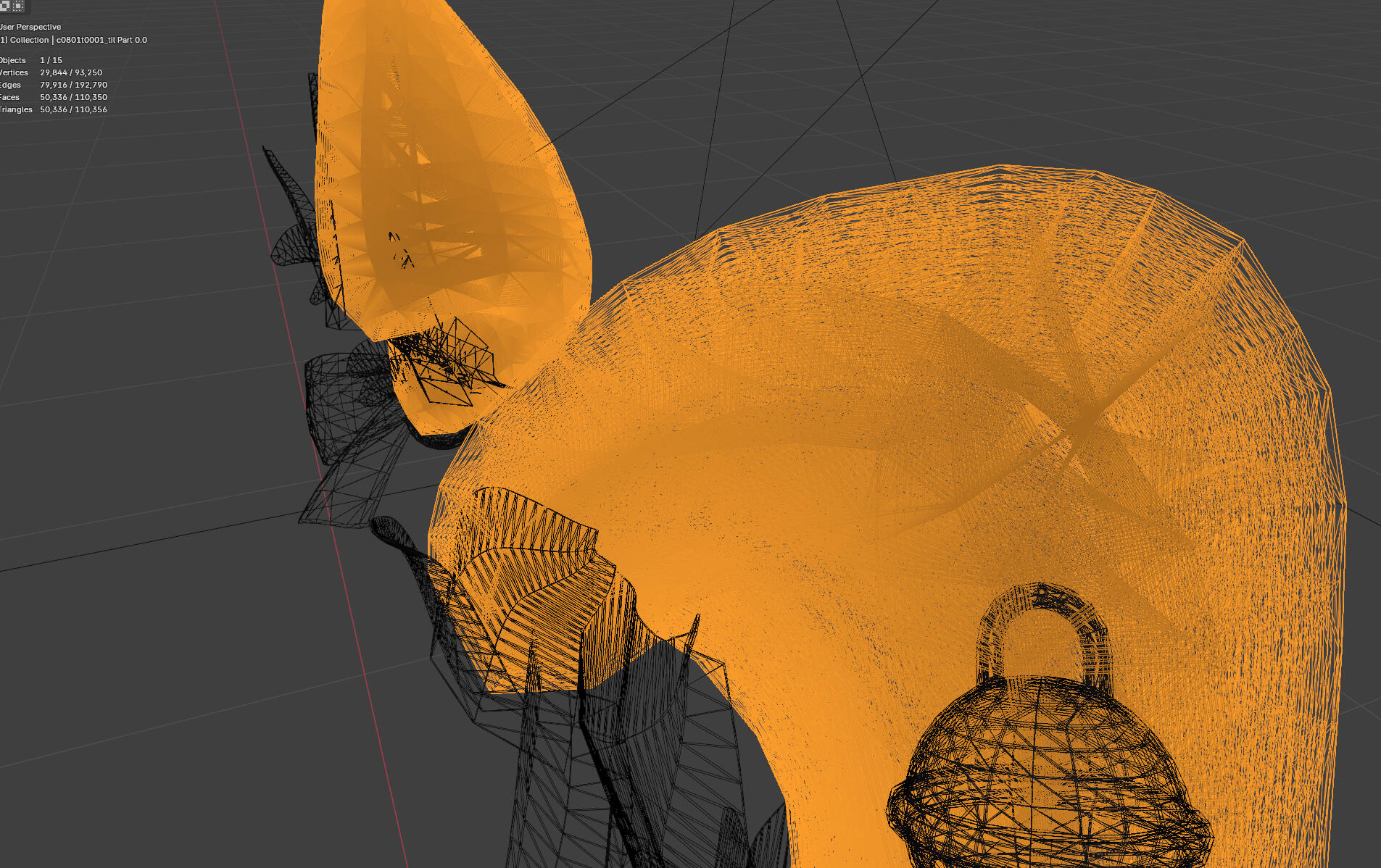 This is terrible. At 50k for just the ears. On the hairs, you can&#39;t even see the individual tris. They made every single strand of hair its own set of triangles. Yet the fluff inside the ear is normal. It was probably 2 assets combined into one.