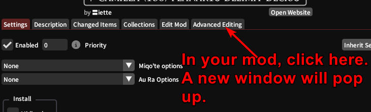 Open advanced editing.