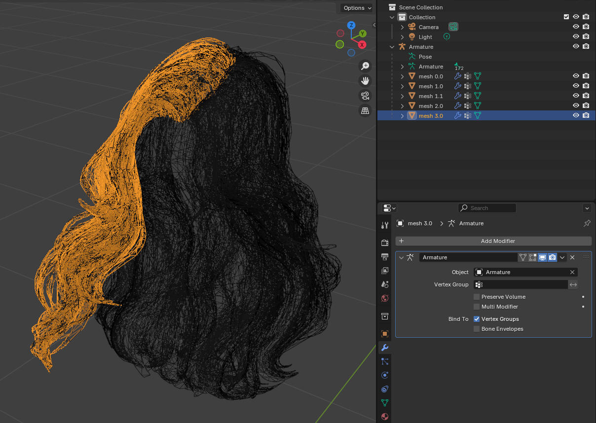 Unlike the FBX method, we now work per mesh. You can add modifiers like before.