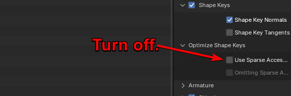 Turn off the Shape Keys ► Use sparse.